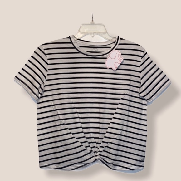 NWT Ivory Ella Striped Semi-Crop Top - Picture 1 of 7